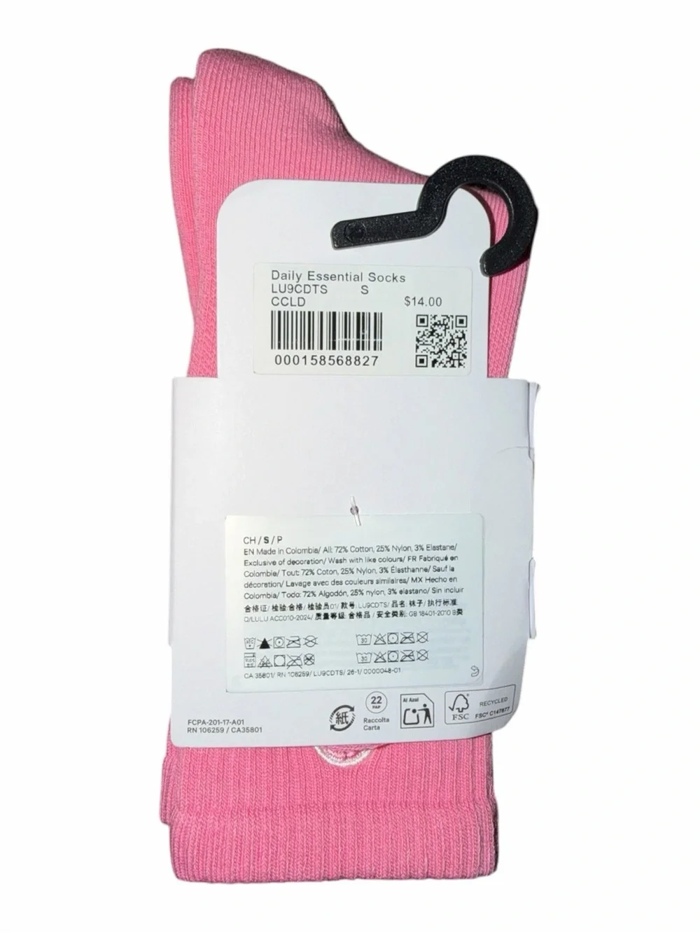 Lululemon Daily Essential Crew Socks Candy Cloud Size S NWT